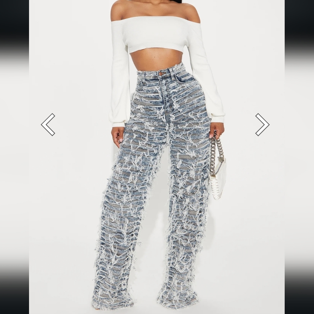 Oh So Shredded Stretch Straight Leg Jeans - Grey/combo - Distressed Denim Pants